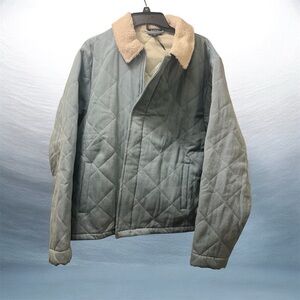BoohooMAN Quilted denim Jacket with Cream Collar